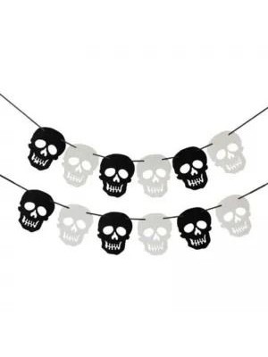 Varal Halloween Caveiras 4m Decoração Festa Temática Dia das Bruxas para Casas, Escolas e Eventos