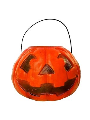 Caldeirão Abóbora G Laranja Decoração de Halloween Enfeite Grande Porta-Doces para Festas