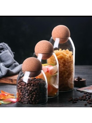 Pote de Vidro 450ml com Tampa de Cortiça – Ideal p/ Temperos, Grãos e Especiarias