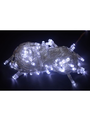 Pisca LED 100 Leds 127V 8M Branco com 8 Funções de Iluminação Pisca-Pisca Fio Transparente para Decoração Natal Festas