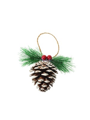 Enfeite de Natal Pinha Nevada Clássica 4cm Decoração Tradicional para Árvore de Natal, Guirlanda, Arranjos e Centros de Mesa