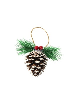 Enfeite de Natal Pinha Nevada Clássica 4cm Decoração Tradicional para Árvore de Natal, Guirlanda, Arranjos e Centros de Mesa