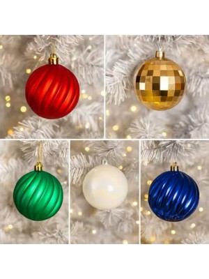 Kit Bola Natal Nonato 12 Unidades 8cm Mistas Decorativas Cores Sortidas Azul, Vermelho, Verde, Dourado, Branco