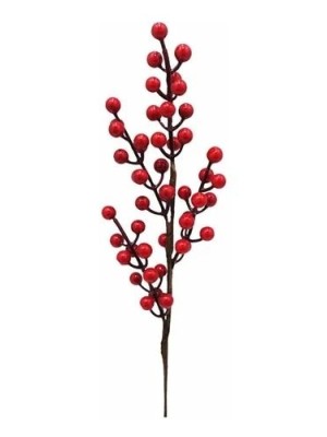 Galho de Frutos Vermelhos 50cm Enfeite Natalino para Árvores, Vitrines e Arranjos Florais Festivos