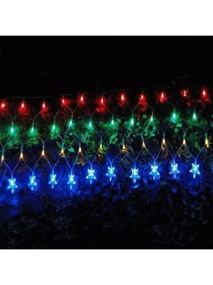 Rede LED C Estrela 120 Lâmpadas Colorido 220V Decoração Natalina Fachada Jardim