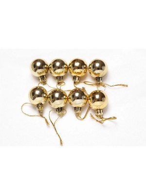 Bola de Natal 3cm Lisa c/8pcs Dourada – Kit Enfeites Natalinos Metálicos para Árvores e Decoração