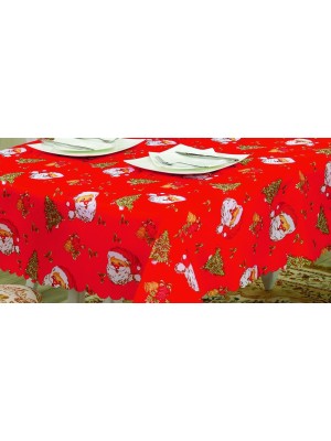 Toalha de Mesa Quadrada 150x150cm Natalina Decorativa para Ceia de Natal com Estampa Festiva e Bordas Reforçadas