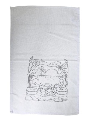 Pano de Prato Riscado 44x68cm 100% Algodão Alta Absorção e Bainha Reforçada