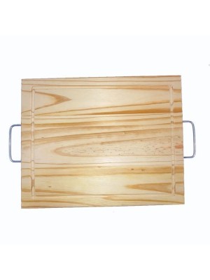 Tábua de Pinus com Cabo 40x32cm para Churrasco e Corte de Carnes com Acabamento Natural e Alta Durabilidade
