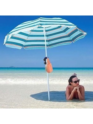 Guarda-Sol de Poliéster 200cm Dobrável com Haste Metálica Reforçada para Praia, Piscina e Jardim – Proteção Solar e Alta Durabilidade