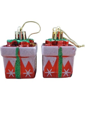 Enfeite Presente 3,5x6,5cm de Natal – Mini Pacotes Decorativos com Brilho para Árvores, Guirlandas e Arranjos Natalinos