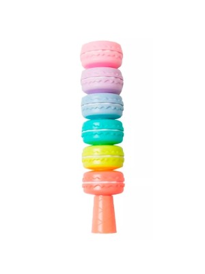 Marca Texto Macaron 6 Peças Cores Pastel Empilhável em Formato de Sorvete – Marcadores Decorativos, Criativos e Coloridos