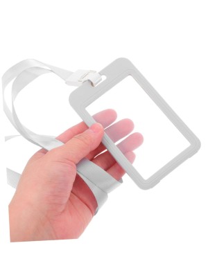 Porta Crachá PP Transparente 8,5x5,4cm com Cordão – Suporte de Identificação Rígido e Resistente para Empresas, Escolas e Eventos