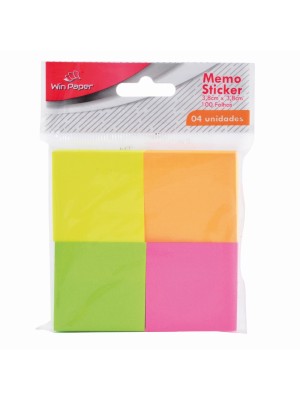 Bloco de Anotações Sticker Quadrado Colors 3,8 cm – Adesivos Coloridos para Planner, Escritório e Estudo