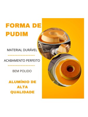 Forma de Pudim N.º 20 2,60 L Alubril em Alumínio Polido com Furo Central para Bolo e Sobremesas