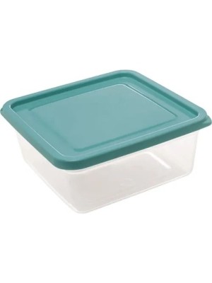 Organizador Slim Quadrado 850ml com Tampa Cinza – Pote Plástico Transparente para Geladeira, Freezer e Despensa, Ideal para Armazenar Alimentos