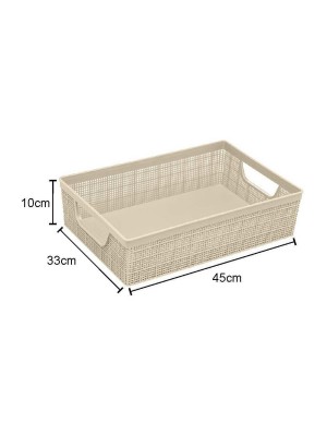 Cesta Juta 11,5L Cru com Alças Laterais – Cesta Plástica Grande e Decorativa para Organização de Closet, Quarto, Banheiro, Lavanderia e Escritório