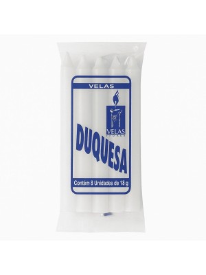 Vela Duquesa Branca 18g 1,4x14cm com 8 Unidades – Velas Tradicionais para Oração, Cerimônias, Decoração e Emergências