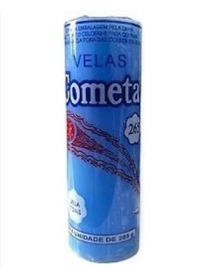 Vela Votiva Cometa 7 Dias 265g Azul Claro 50mm – Vela Religiosa de Longa Duração para Paz, Serenidade e Proteção Espiritual