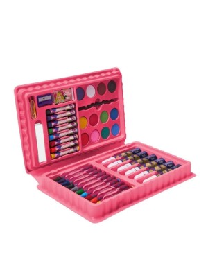 Maleta Colorida Infantil de Pintura 42 Peças Pequena Pintora — Kit Completo com Giz de Cera, Lápis de Cor, Canetinhas, Aquarela e Acessórios para Dese
