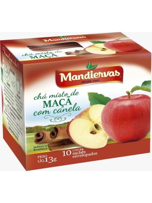 Chá Misto de Maçã com Canela Mandivervas 13g com 10 Sachês Envelopados — Infusão Aromática, Sabor Aconchegante e Dulçor Natural