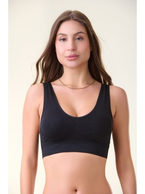 Top Preto Adulto GG Sem Costura com Bojo Removível, Ultra Confortável, Anatômico e Ideal para Uso Diário