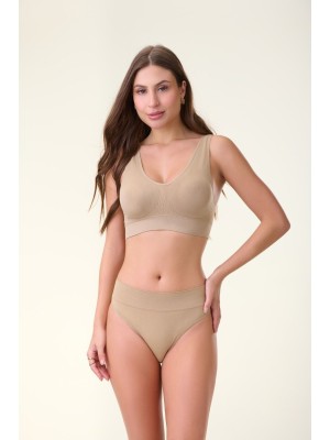 Top Bege Adulto GG Sem Costura com Bojo Removível, Confortável, Anatômico, Invisível sob Roupas Claras e Ideal para Uso Diário