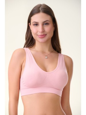 Top Rosa Adulto P Sem Costura com Bojo Removível, Confortável, Anatômico, Toque Suave e Ideal para Uso Diário
