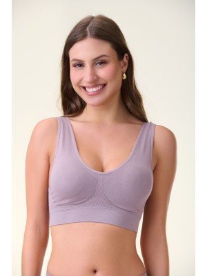 Top Lavanda Adulto M Sem Costura com Bojo Removível, Confortável, Anatômico, Toque Suave e Ideal para Uso Diário