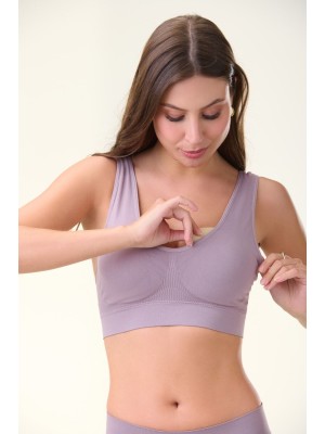 Top Lavanda Adulto M Sem Costura com Bojo Removível, Confortável, Anatômico, Toque Suave e Ideal para Uso Diário