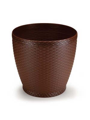 Vaso Rattan Mini Redondo Coffee 1,8L Elegância e Praticidade para Plantas Pequenas