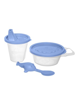 Kit Infantil Divertido – Copo com Bico, Tigela com Tampa e Colher Temática, Conjunto Alimentação Bebê e Criança, Plástico Atóxico e Design Lúdico