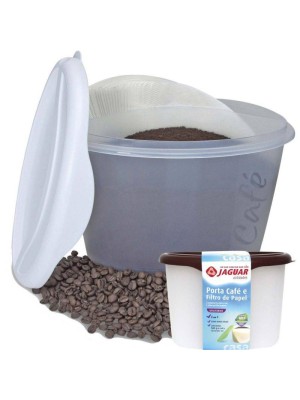 Porta Café e Filtro Jaguar – Recipiente 2 em 1 para Armazenar Café em Pó e Filtros de Papel, Tampa com Vedação, BPA Free e Design Compacto