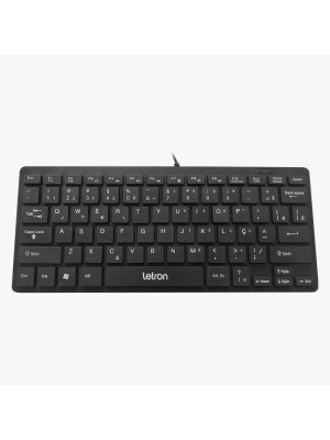 TECLADO OFFICE WIRE CONTROLE DE MIDIA ERGONOMICO PRETO LETRON