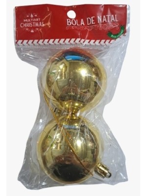 BOLA NATAL DOURADA 6CM C/ 2PCS UN. MULTIART
