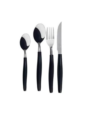 JOGO DE TALHERES INOX PRETO C/ JARRA DE VIDRO 25 PECAS UN.