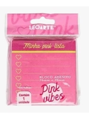 BLOCO ADESIVO PINK VIBES LISTA 76X76MM 100FOLHAS UND.